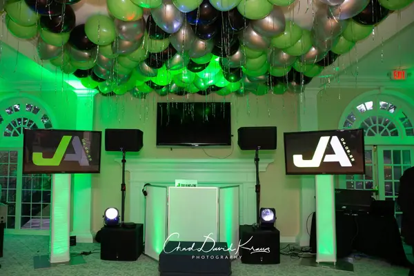 Lime Green and Black Ceiling Balloons