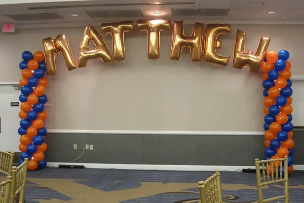 Gold Name in Balloons Arch