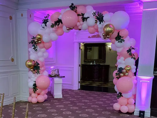 Pink and White Entrance Arch