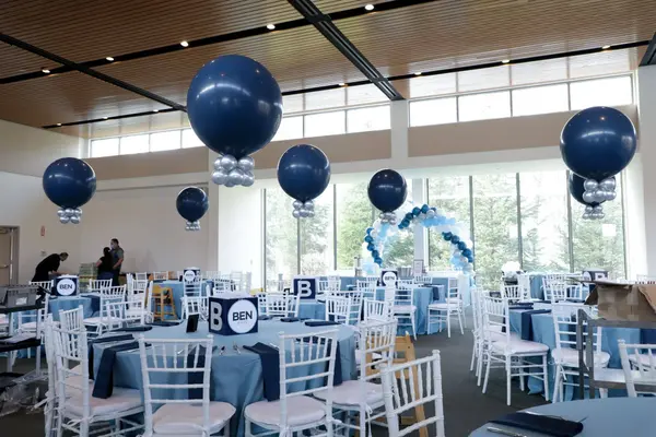 Navy and Silver Balloon Centerpieces