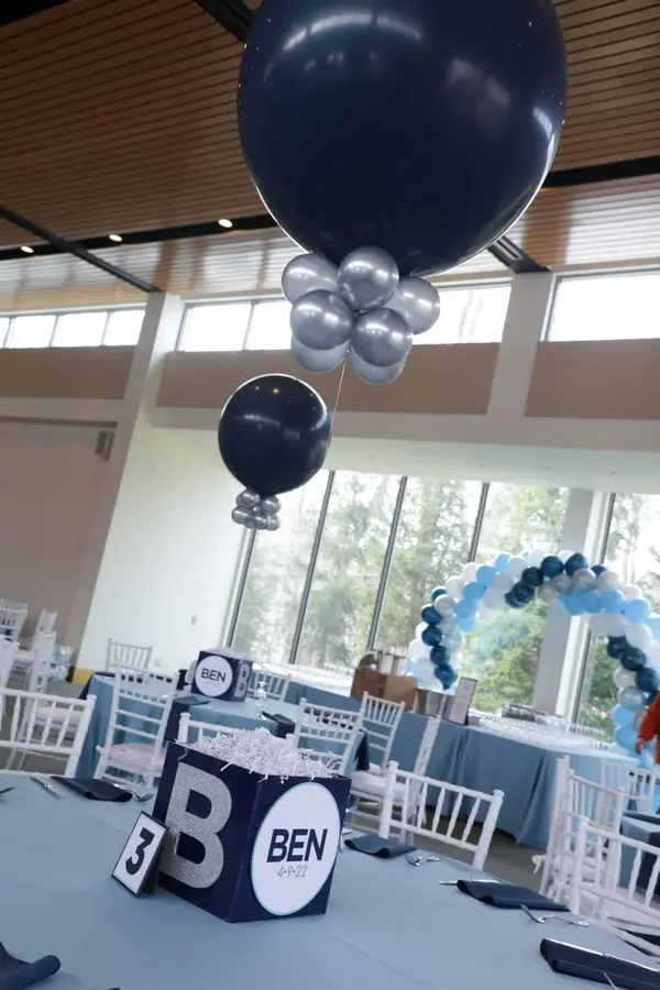 Navy and Silver Balloon Centerpieces