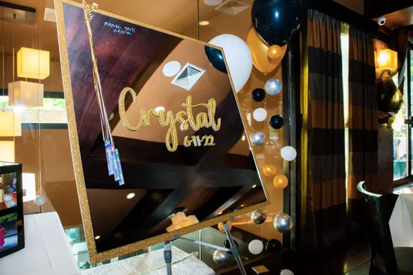 Gold Glitter Mirror Sign in Board