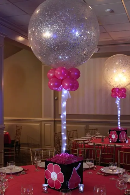 Photo Cube with Pink Sparkle Balloons