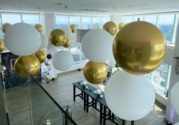White and Gold Ceiling Balloons