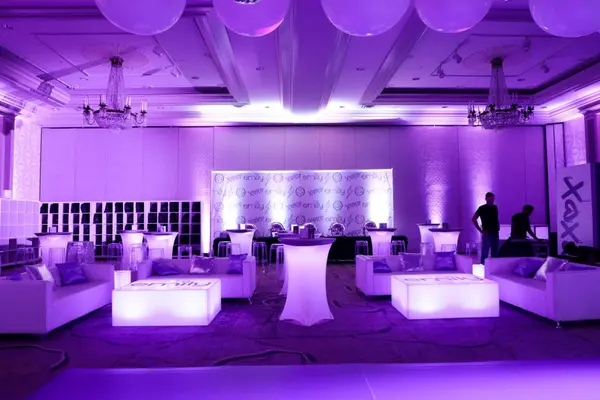 Lavender Bat Mitzvah Lounge Setup
