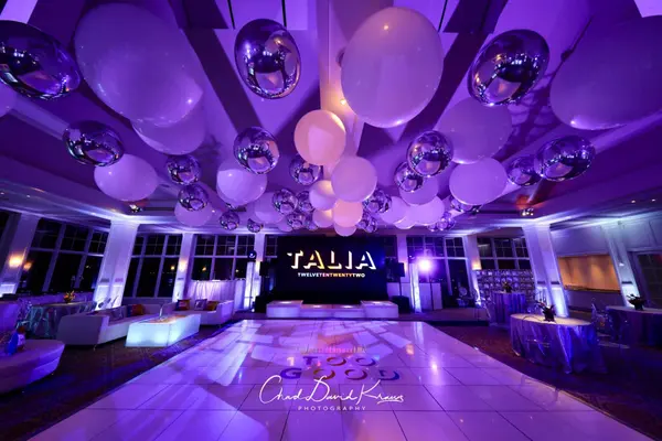 White and Silver Ceiling Balloon Treatment