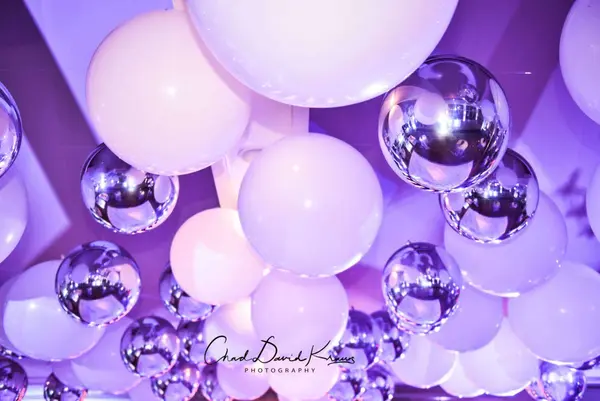 White and Silver Ceiling Balloon Treatment