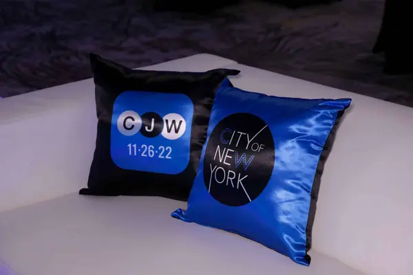 Blue and Black Logo Pillows
