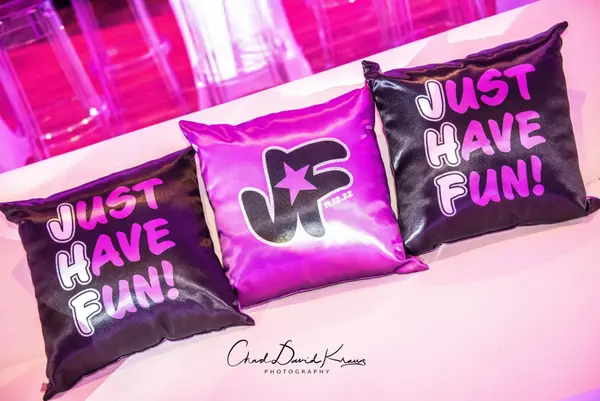 Black and Purple Logo Pillows