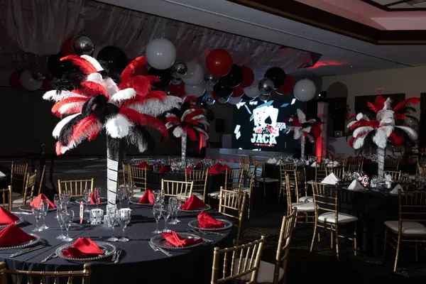 Casino Themed Feather Centerpieces