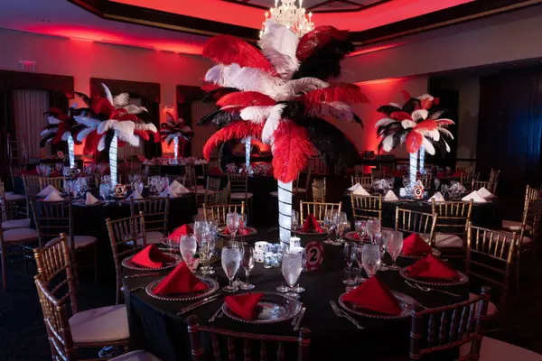 Casino Themed Feather Centerpieces