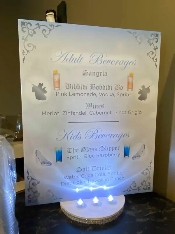 Cinderella Themed Drink Sign