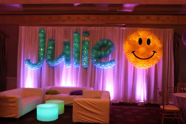 Teal Name in Balloons